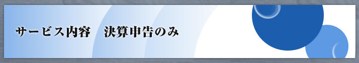 サービス内容　決算申告のみ